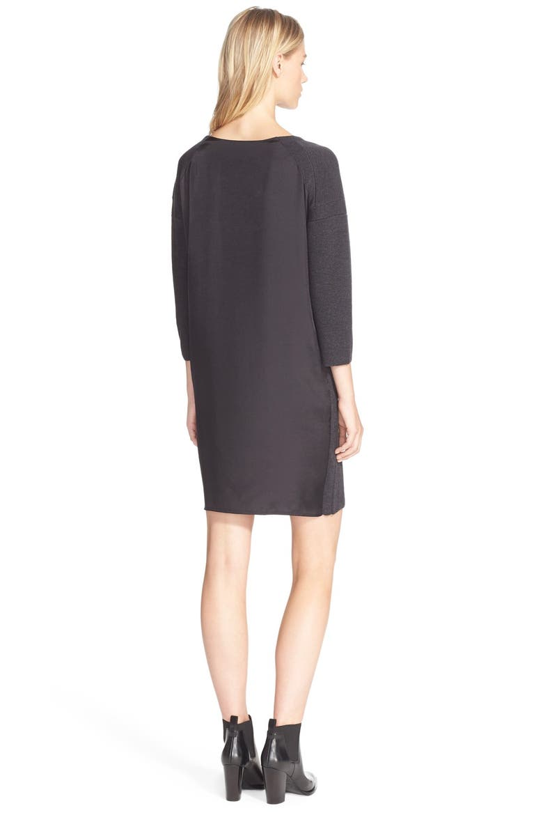 Woven Back Sweater Dress, Alternate, color, HEATHER CARBON