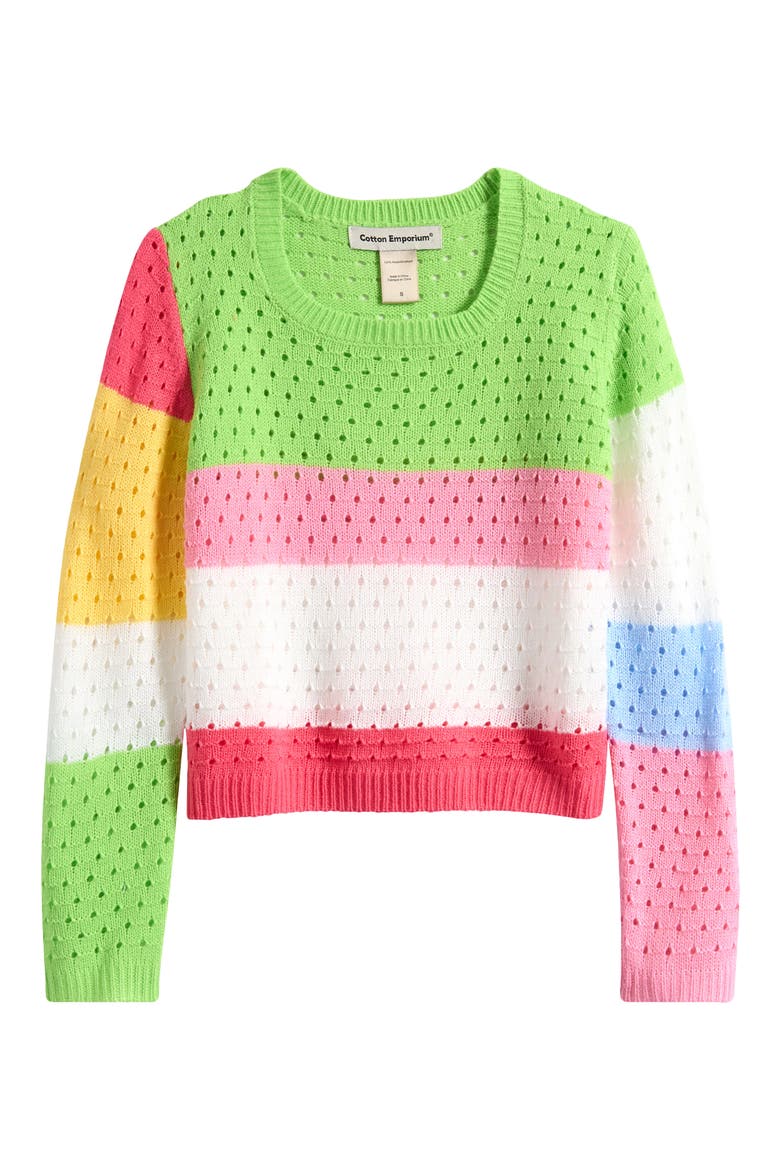 Kids' Stripe Pointelle Sweater, Main, color, MULTI