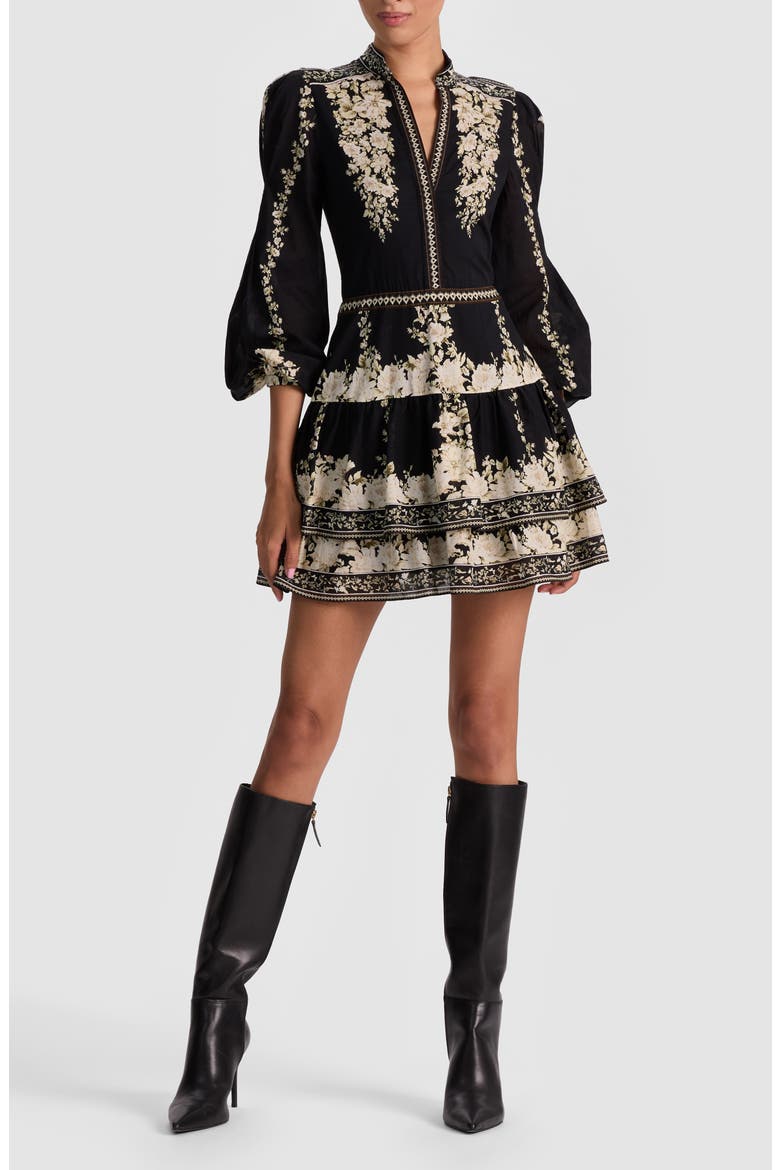 Valencia Placed Floral Tiered Cotton Dress, Main, color, FREE FALLING