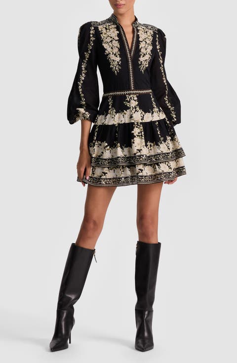 Valencia Placed Floral Tiered Cotton Dress