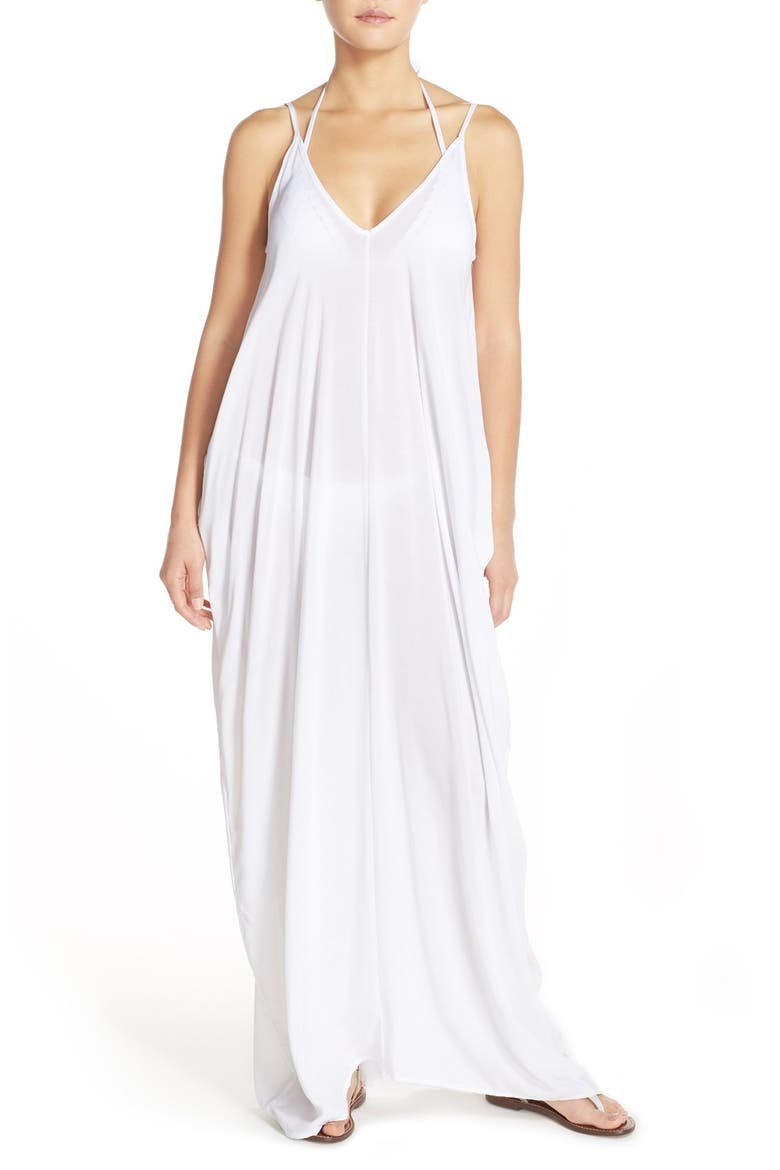 V-Back Cover-Up Maxi Dress, Main, color, WHITE