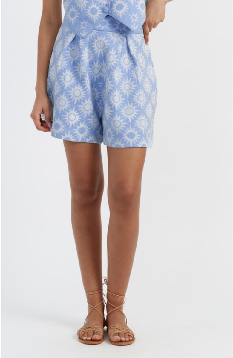 Chinti & Parker Laura Whitmore Sunflower Shorts, Main, color, Sky Blue