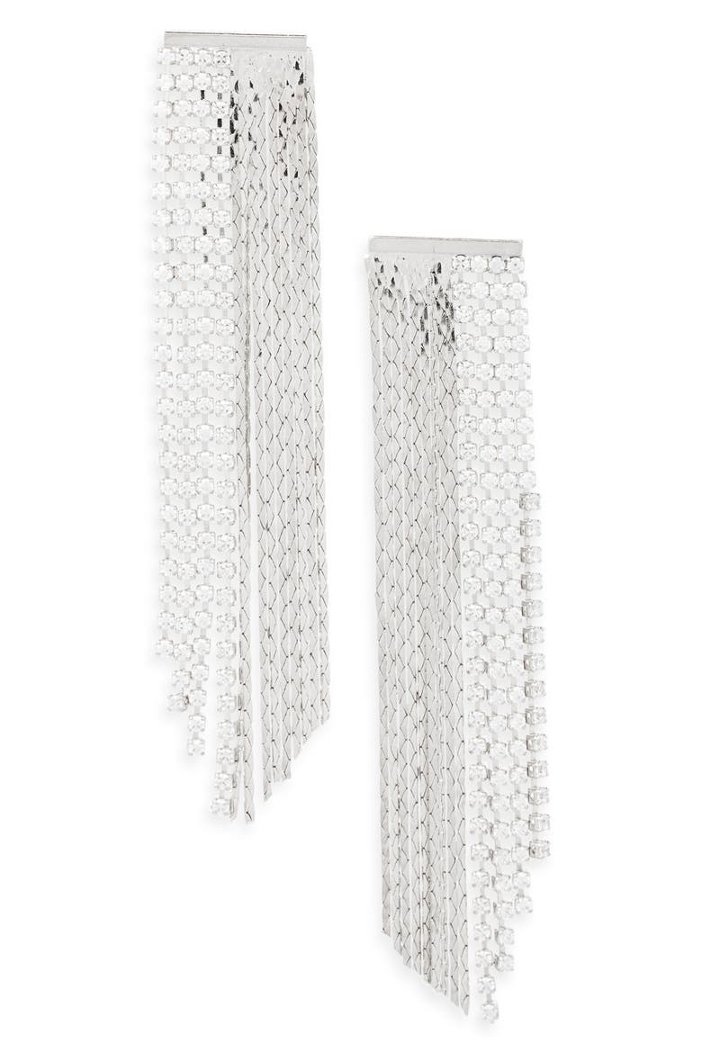 Crystal Fringe Drop Earrings, Main, color, SILVER/CRYSTAL