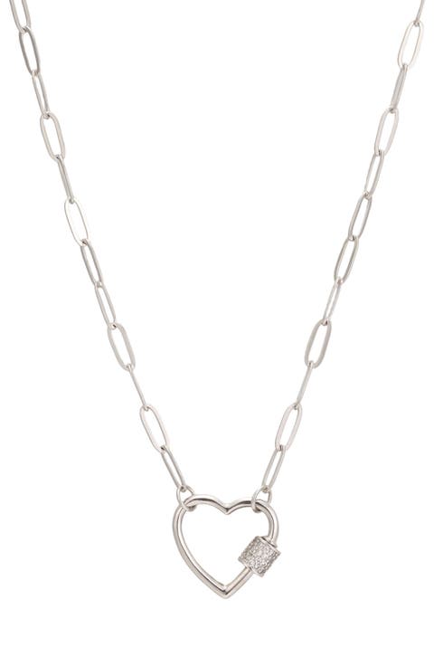 Heart Carabiner Paperclip Link Necklace