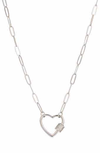 Heart Carabiner Paperclip Link Necklace