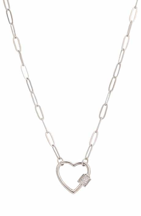 Heart Carabiner Paperclip Link Necklace
