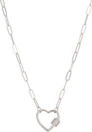 Adornia Heart Carabiner Paperclip Link Necklace