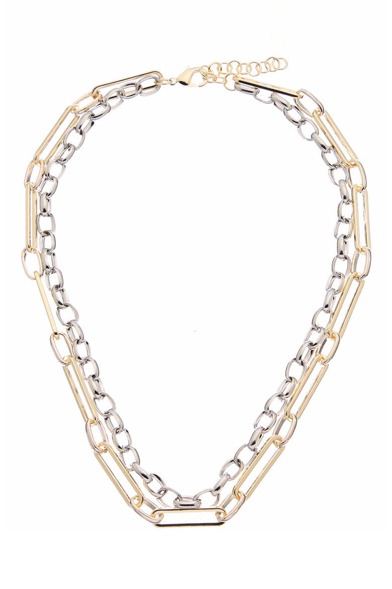 Two-Tone Layered Necklace, Main, color, TWO TONE