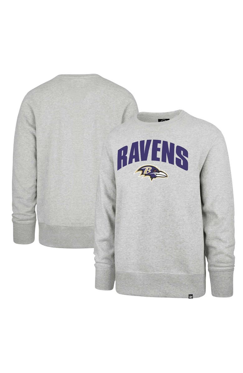 '47 Men's '47 Gray Baltimore Ravens Headline Pullover Sweatshirt, Alternate, color, 