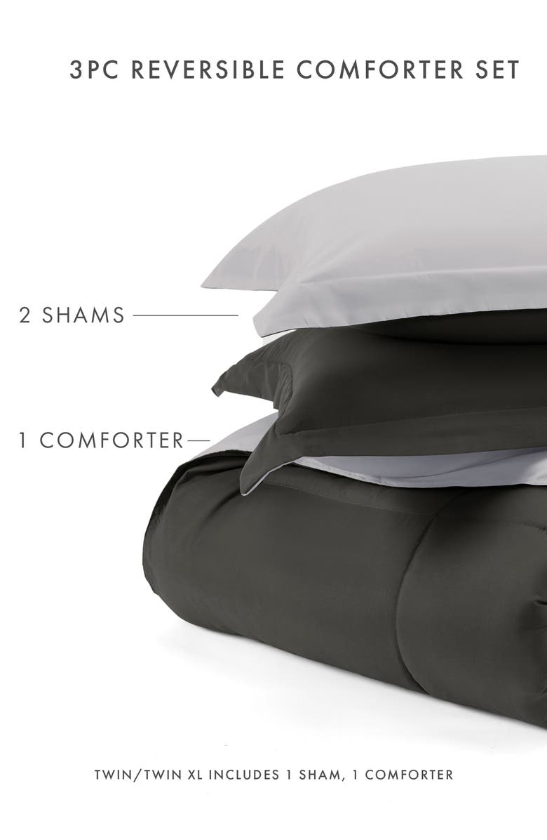 HOMESPUN Premium Down Alternative Reversible Comforter Set, Alternate, color, Gray Light Gray