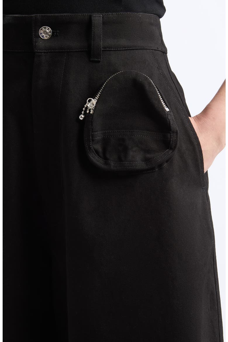 Front Pocket Cargo Culottes, Alternate, color, BLACK