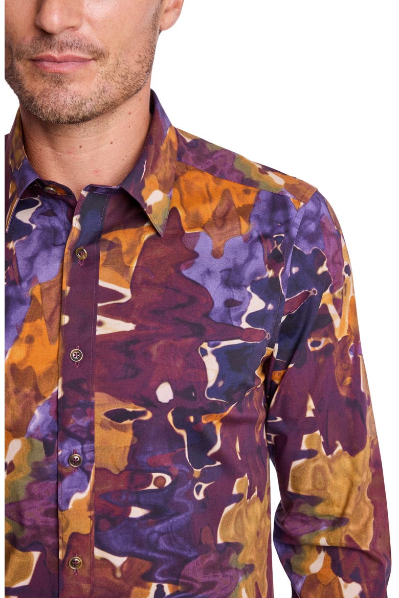 Parker Trim Fit Stretch Cotton Button-Up Shirt, Alternate, color, COLORFUL SWIRLS