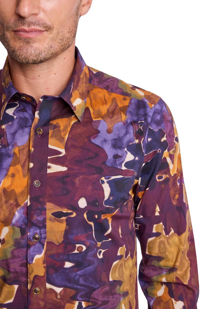 PAISLEY & GRAY Parker Trim Fit Stretch Cotton Button-Up Shirt, Alternate, color, Colorful Swirls