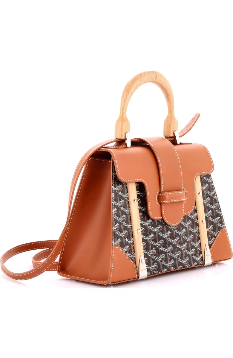 Pre-Owned Goyard Saigon Top Handle Bag Coated Canvas with Leather PM, Alternate, color, Brown
