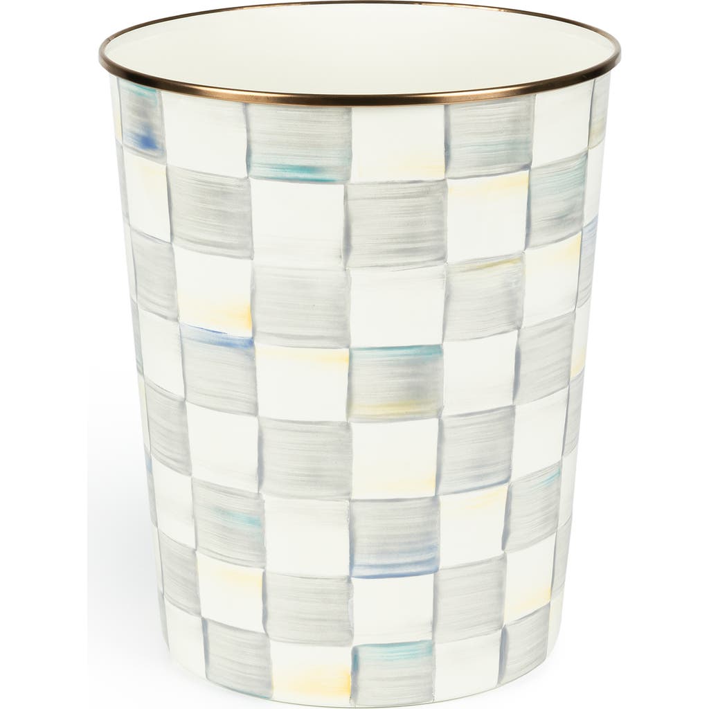 Mackenzie-childs Mackenzie Childs Sterling Check Enameled Steel Waste Bin