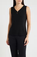 AK ANNE KLEIN Pleated V-Neck Top