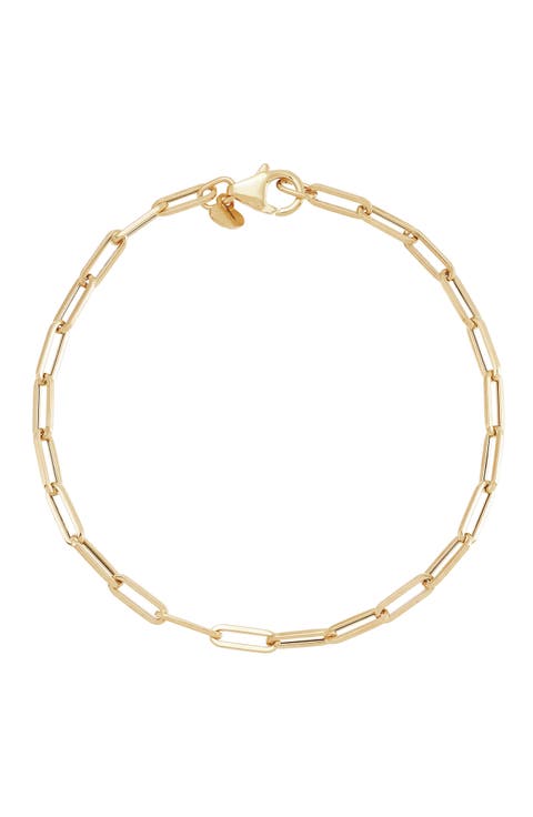 14K Yellow Gold Paper Clip Chain Bracelet