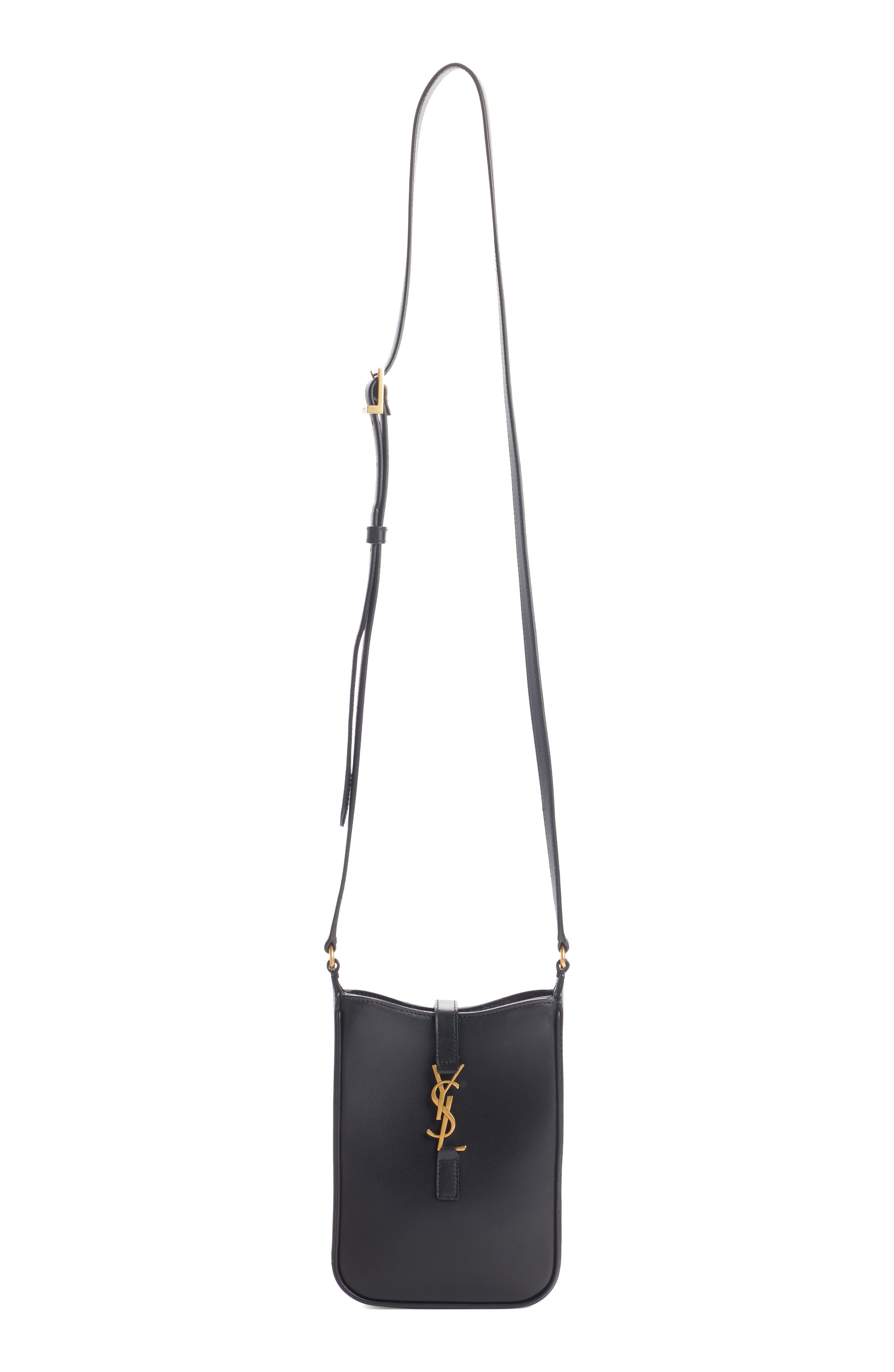 Saint Laurent Mini Le 5 à 7 Vertical Leather Crossbody Bag, Alternate, color, 