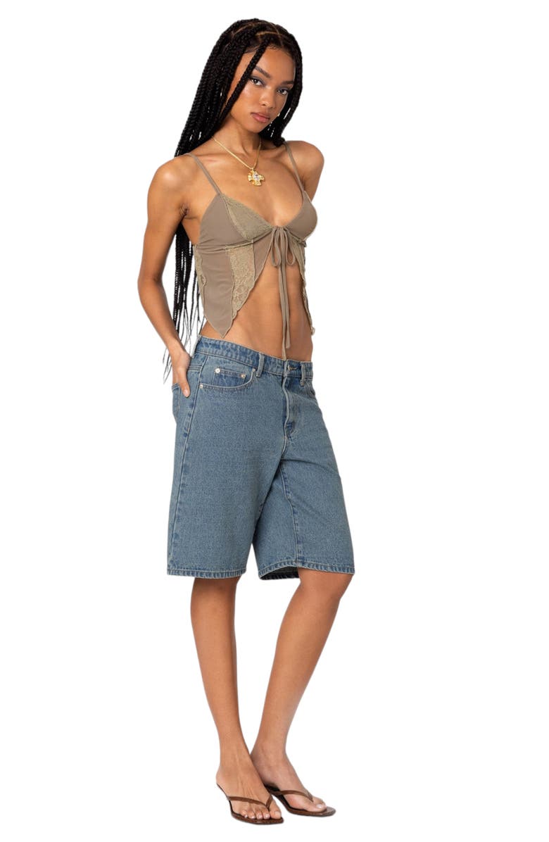 EDIKTED Patchwork Lace Camisole, Alternate, color, Olive