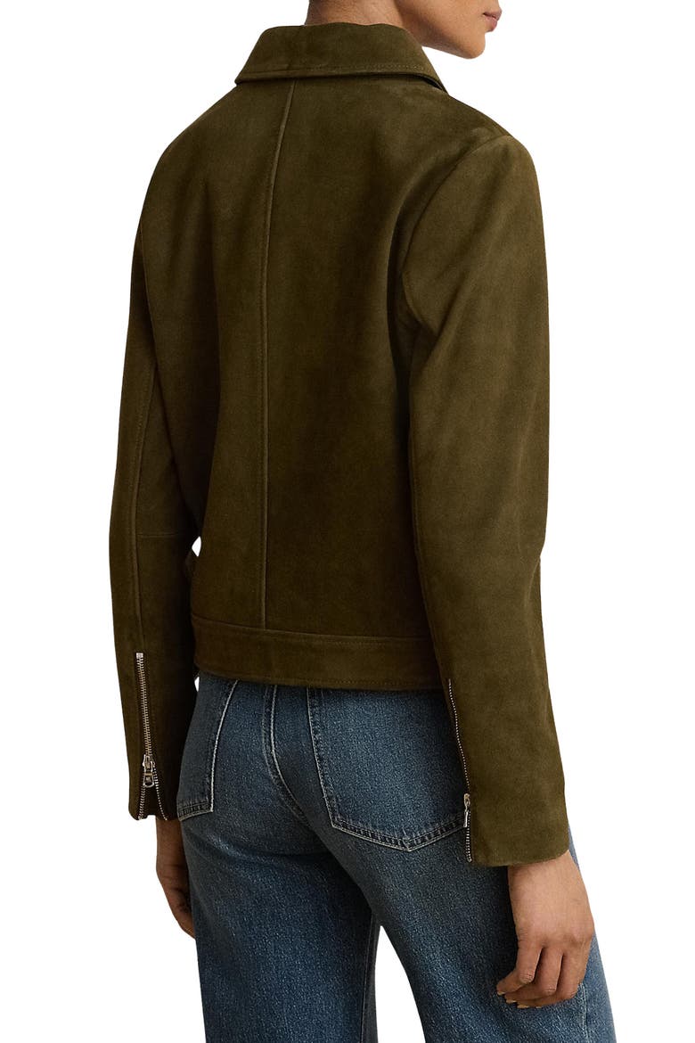 Suede Zip Front Jacket, Alternate, color, HUNTER GREEN