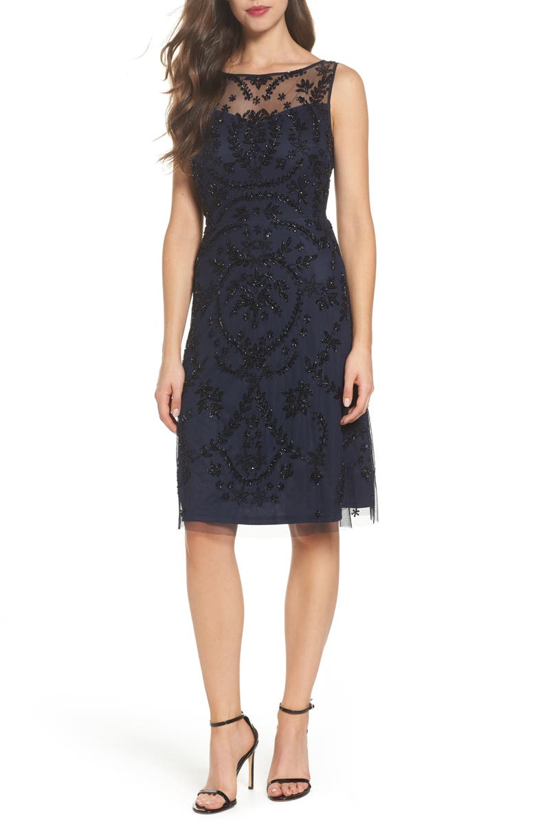 Adrianna Papell Beaded Cocktail Dress, Main, color, 