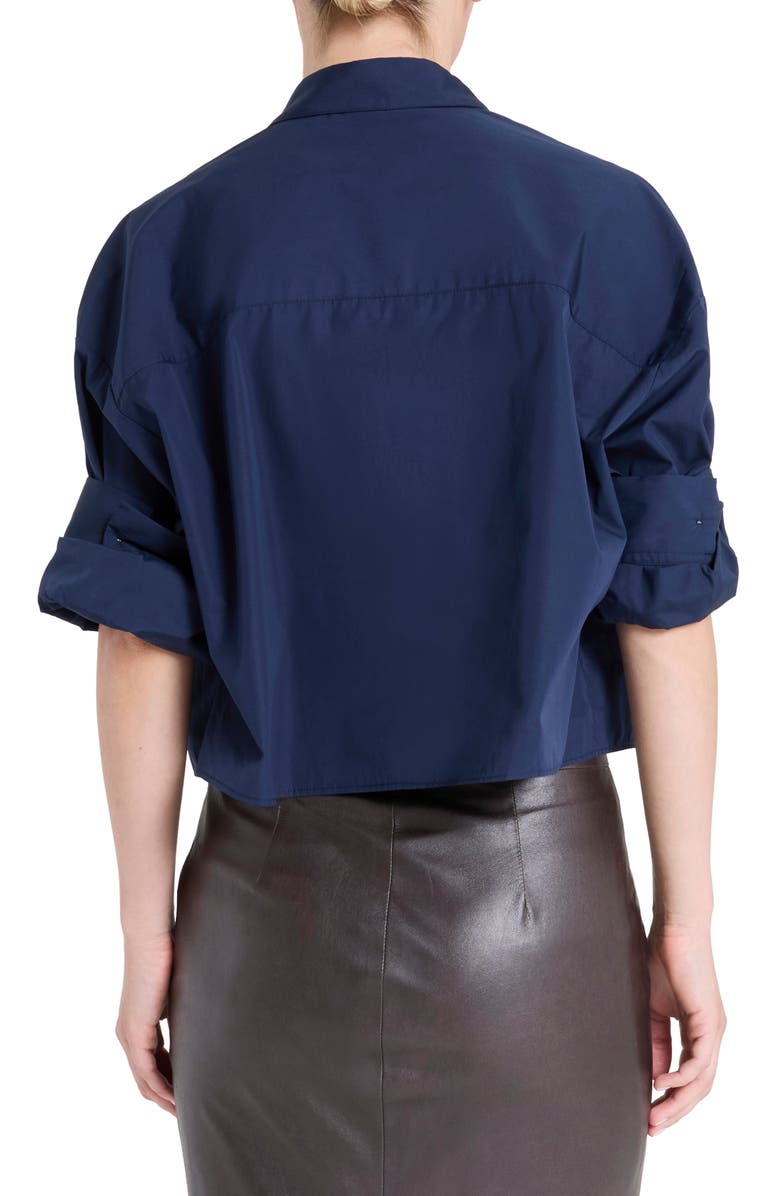 TWP Next Ex Cotton Button-Up Blouse, Alternate, color, Midnight