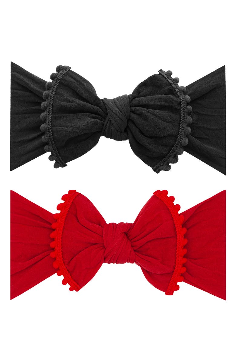 Baby Bling 2-Pack Pom Trimmed Bow Headbands, Main, color, 