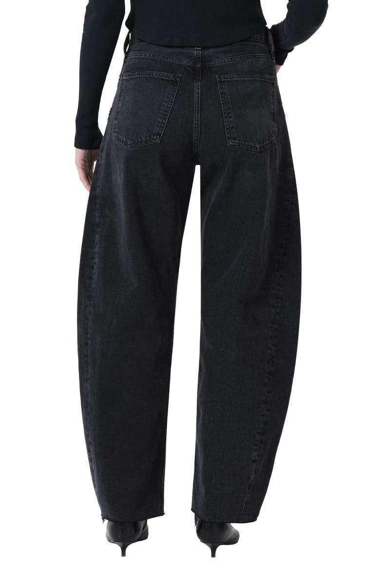 Luna Pieced High Waist Raw Hem Organic Cotton Barrel Jeans, Alternate, color, POSSESS