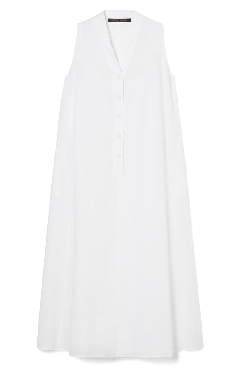 Marina Rinaldi Tema Sleeveless Linen Dress, Alternate, color, Optical White