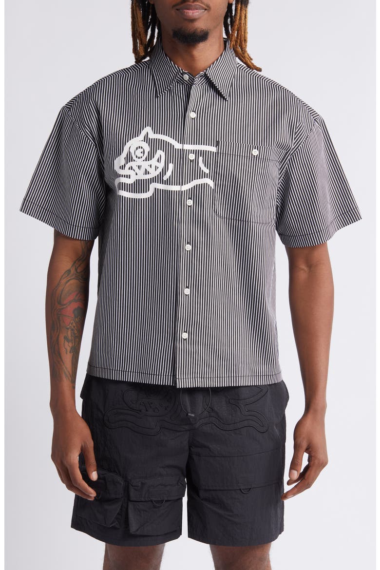Arcade Short Sleeve Button-Up Shirt, Main, color, BLACK