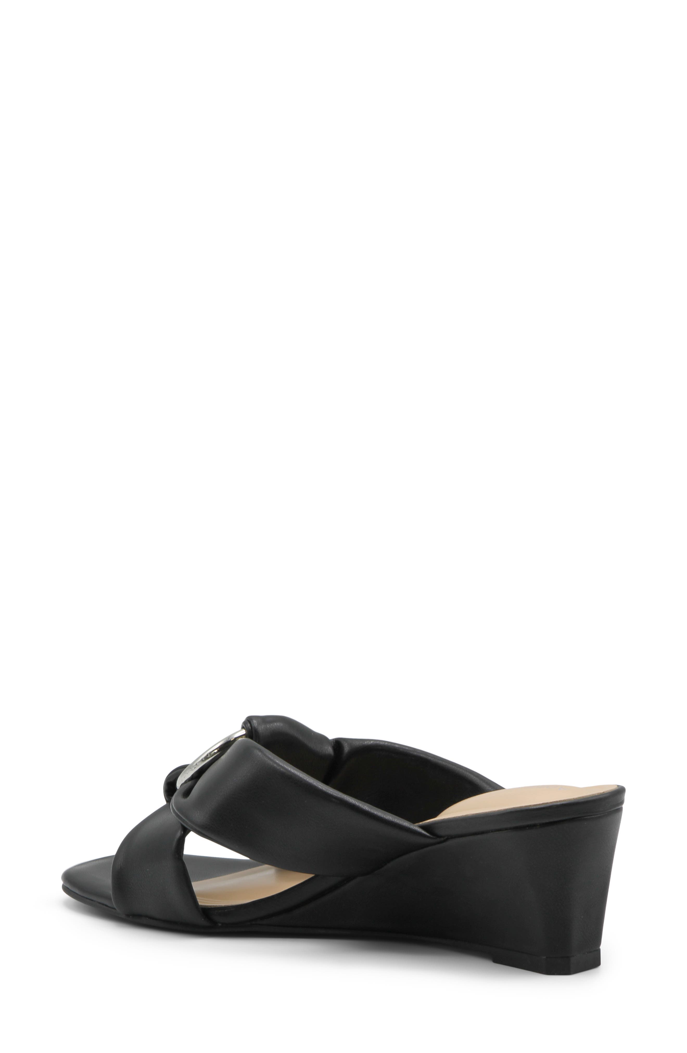 Adrienne Vittadini Arland Wedge Slide Sandal, Alternate, color, Black Mesh