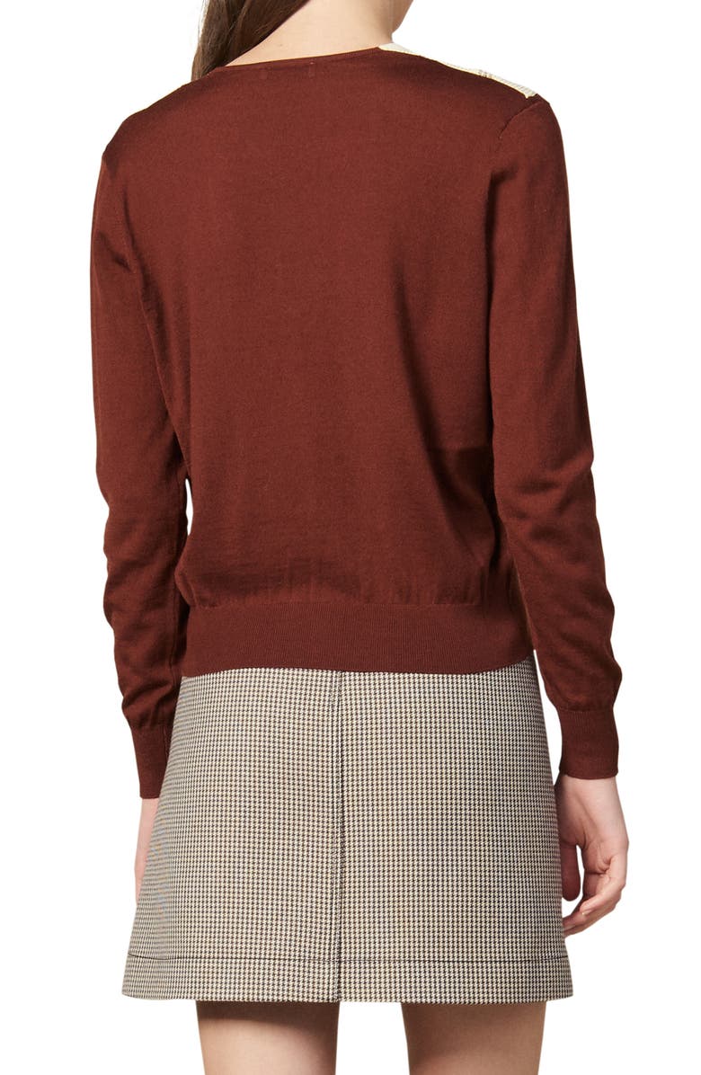SANDRO Jone Mesh Inset Wool Blend Sweater, Alternate, color, 