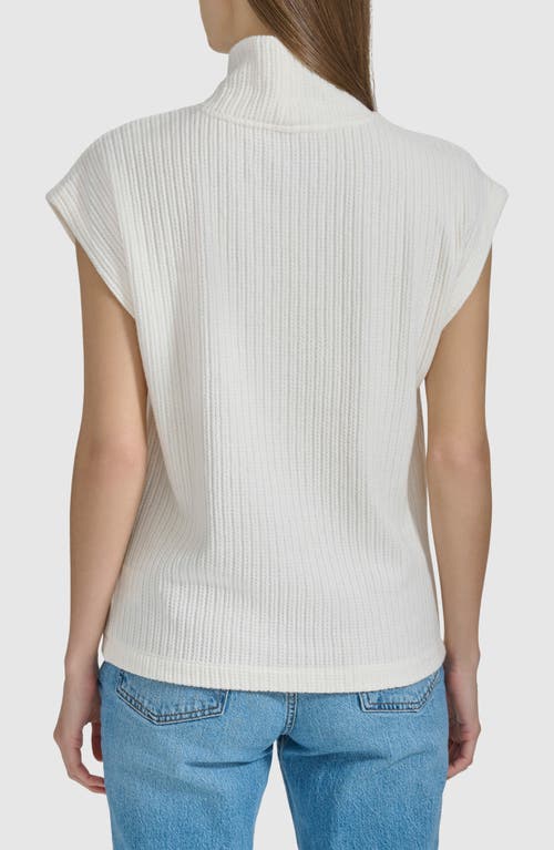 Andrew Marc Mock Neck Cap Sleeve Sweater In Cream