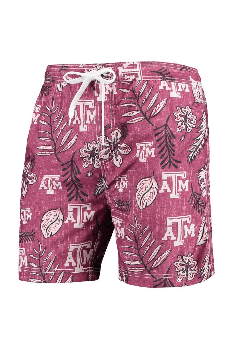 Men's Wes & Willy Maroon Texas A&M Aggies Vintage Floral Swim Trunks, Alternate, color, Maroon