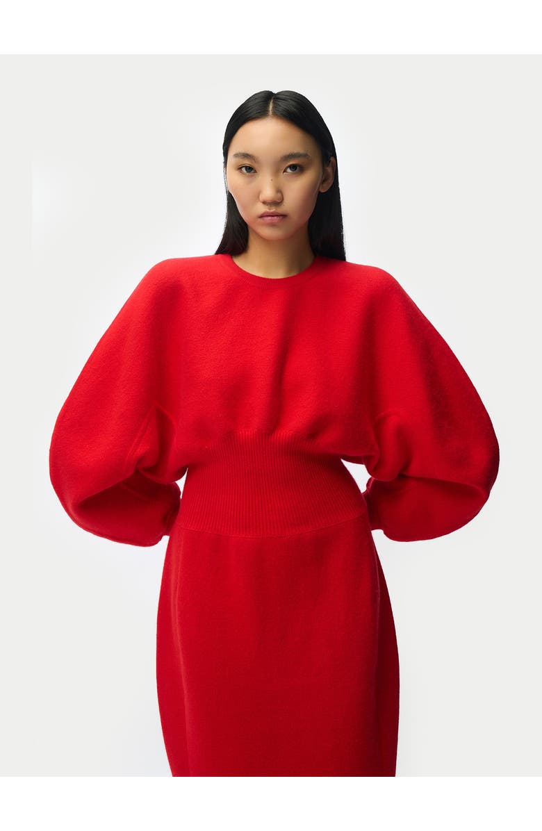 Gobi Cashmere Cashmere Sculptural Dress, Alternate, color, Fiery Red