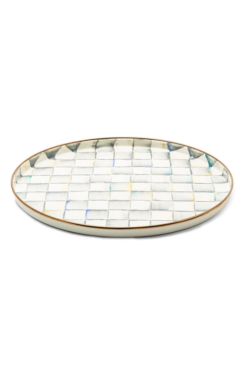 MACKENZIE CHILDS Sterling Check Enameled Steel Round Tray, Main, color,
