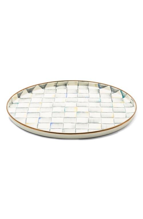Mackenzie-childs Mackenzie Childs Sterling Check Enameled Steel Round Tray In Neutral
