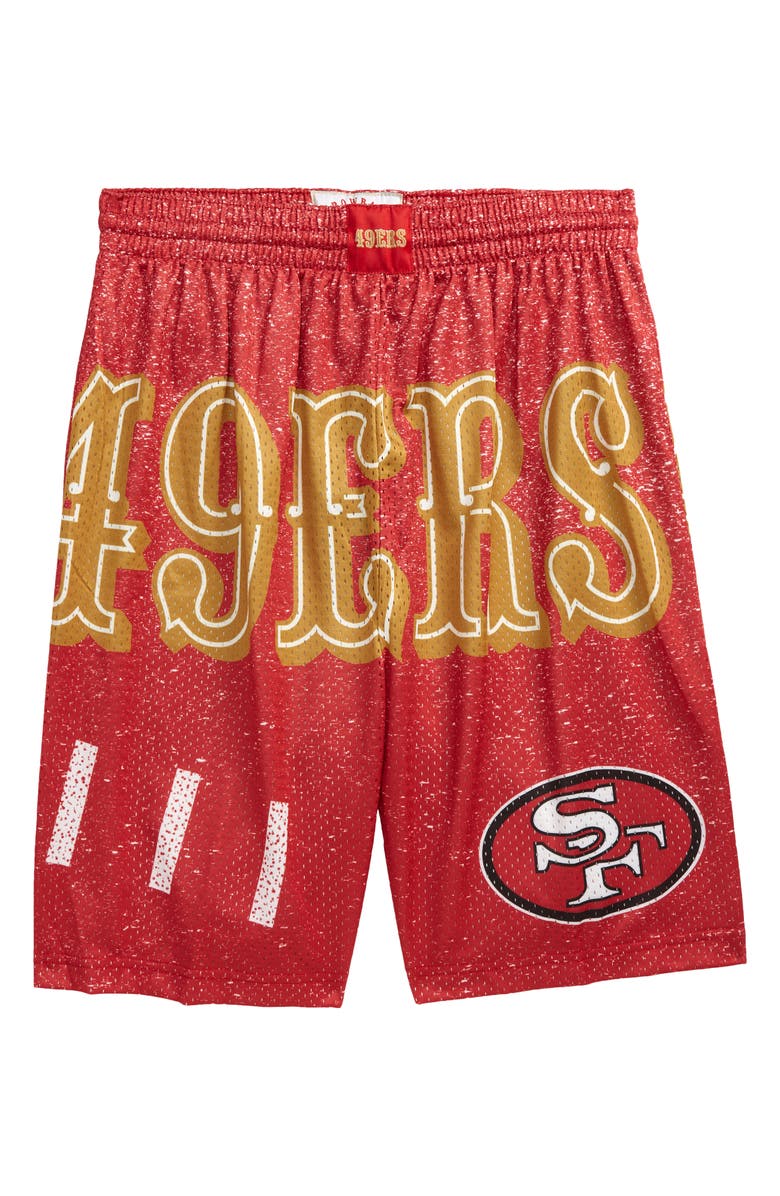 Mitchell & Ness Kids' NFL San Francisco 49ers Big Face Mesh Shorts, Main, color, 