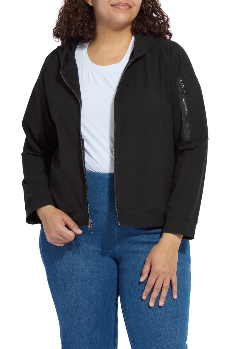 Cotton Front Zip Hoodie, Main, color, BLACK