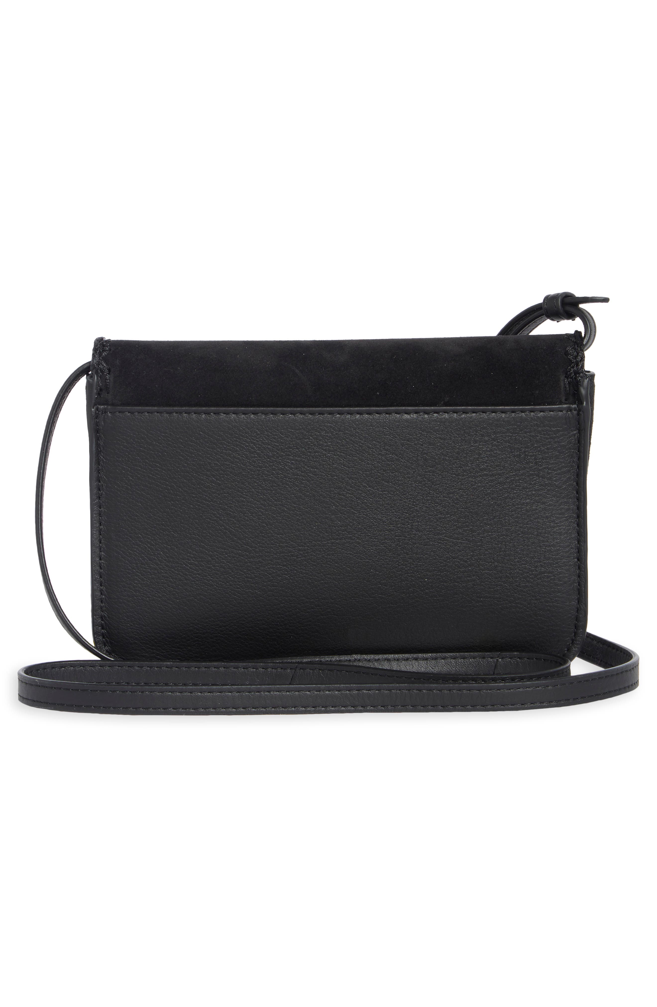 Paradise Leather Wallet Crossbody, Alternate, color, BLACK SUEDE