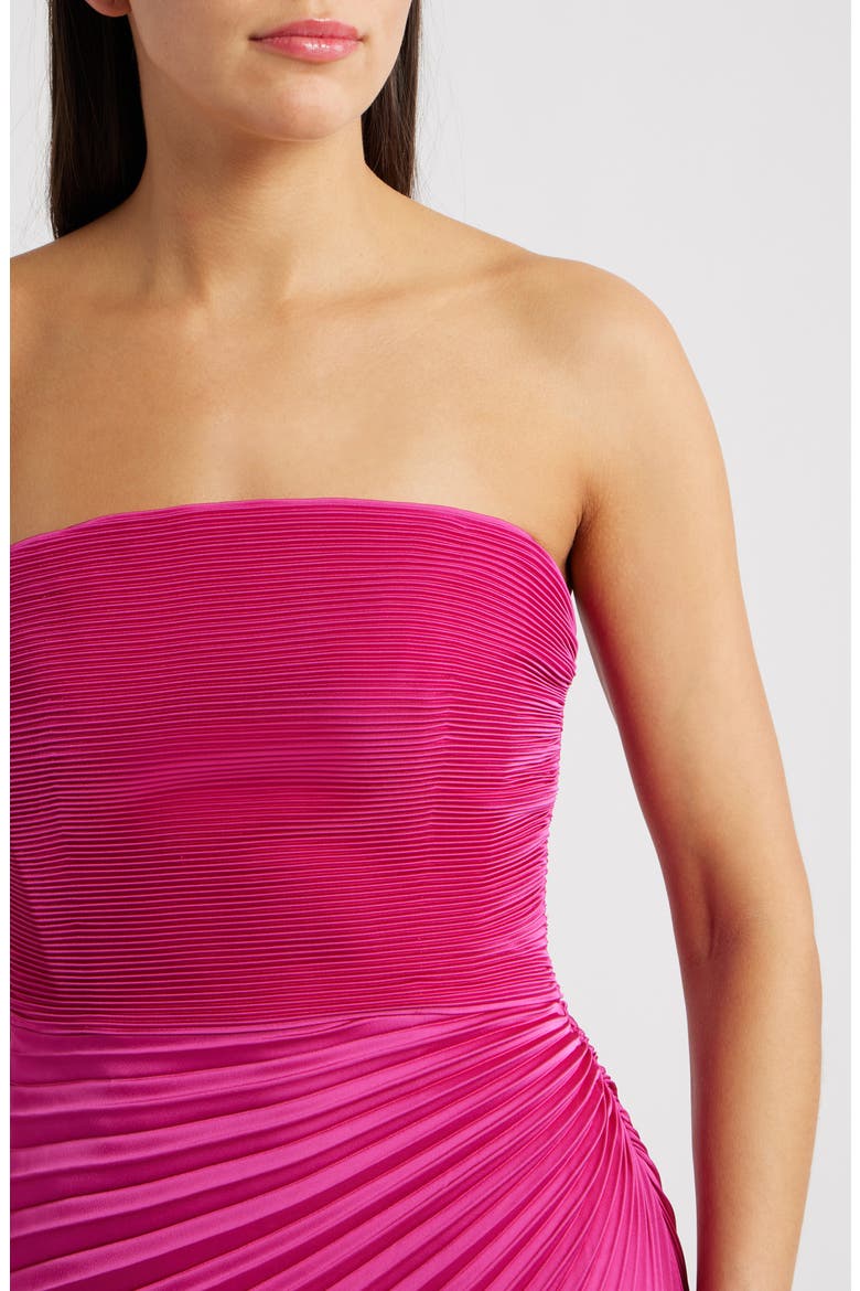 Kinley Accordion Pleat Strapless Evening Gown, Alternate, color, BRIGHT FUCHSIA