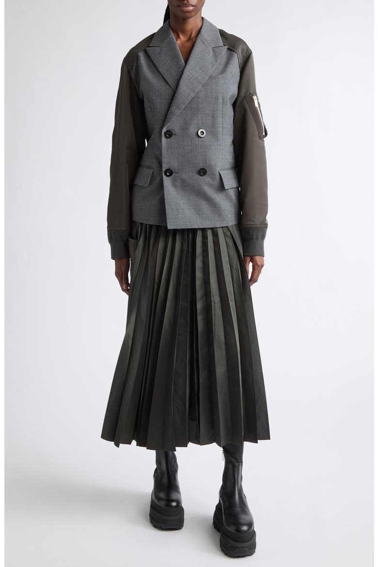 Mixed Media Jacket, Alternate, color, GRAY/ DARK KHAKI