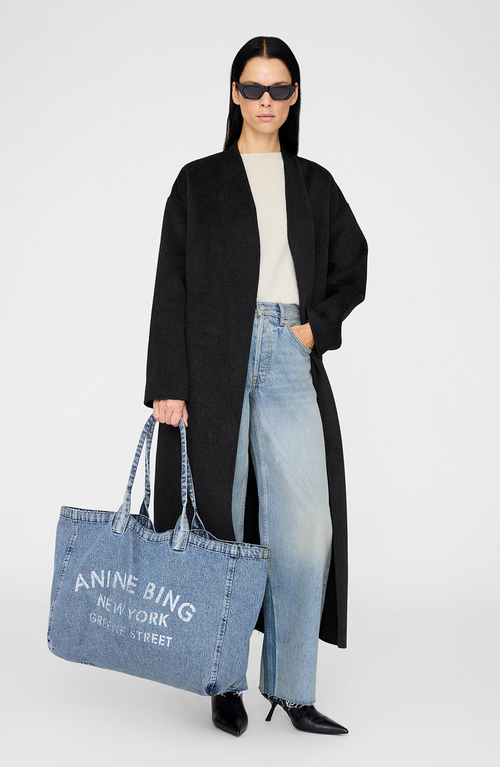 Anine Bing Leo Denim Tote In Blue