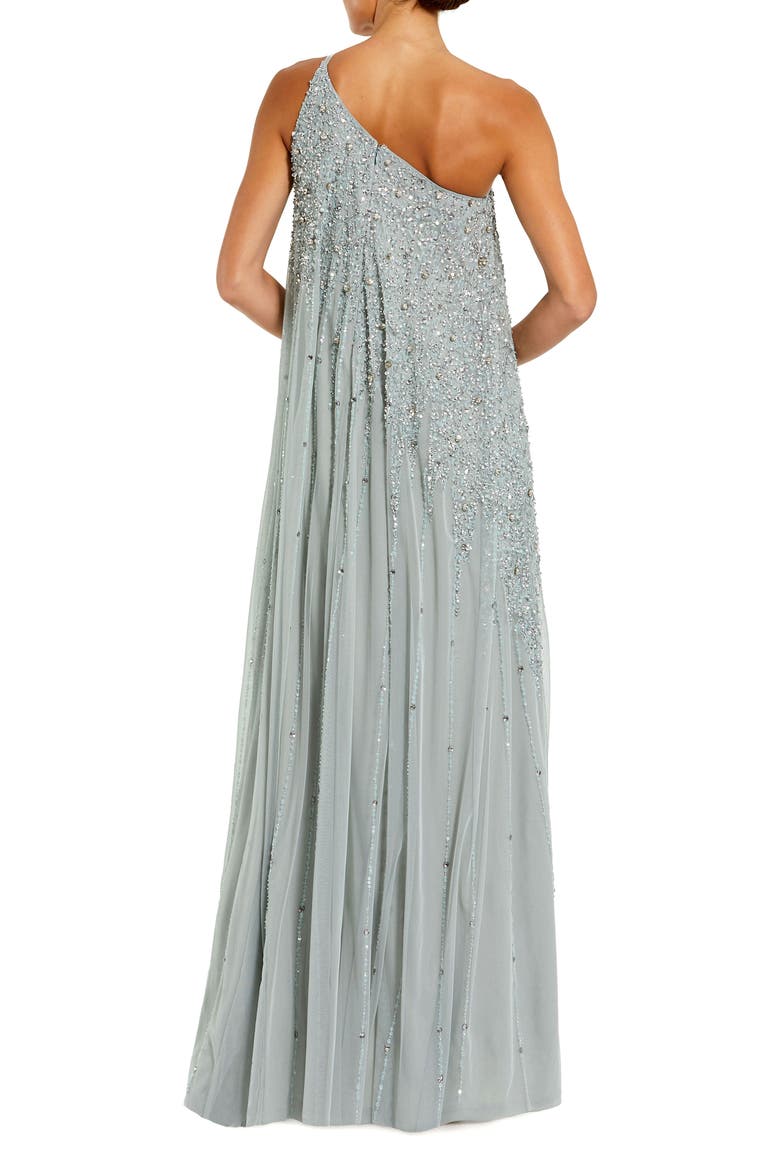 One Shoulder Embellished Trapeze A Line Gown, Alternate, color, Sage