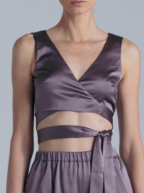 Alas Silk V-neck Top In Gray