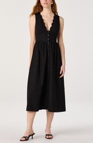 ASTR the Label Cory Scallop Neck Sleeveless Midi Shirtdress