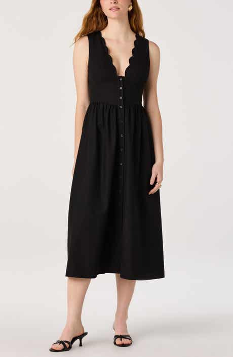Cory Scallop Neck Sleeveless Midi Shirtdress