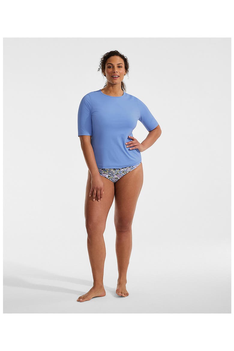 SunShade UPF 50 Elbow Sleeve Rash Guard Swim Tee, Alternate, color, Lake Blue