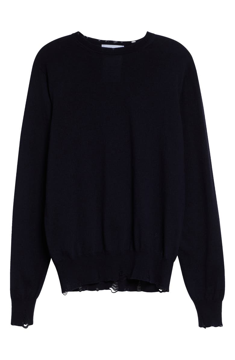 Stella McCartney Distressed Merino Wool Sweater, Main, color, Navy