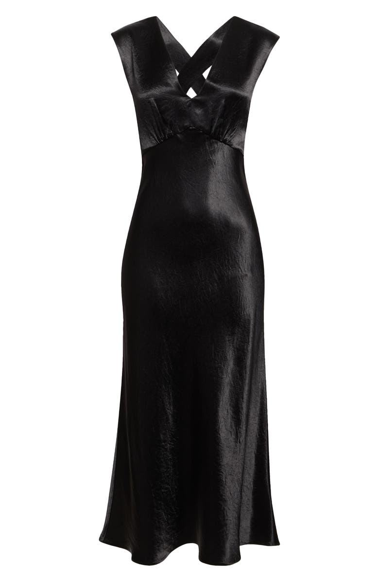 MM by Max Mara Glizia Sleeveless Empire Waist Satin Dress, Alternate, color, Black